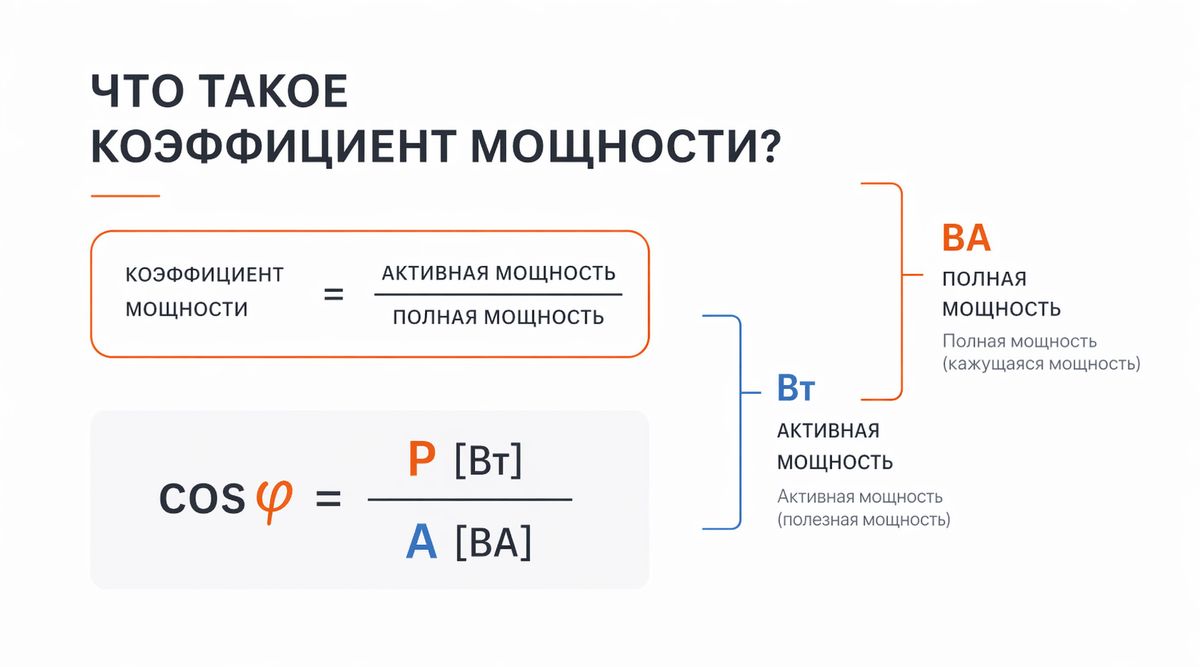 Наглядная схема коэффициента мощности PF