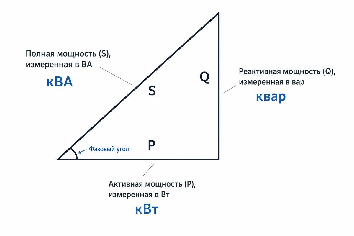 Треугольник активной, реактивной и полной мощности