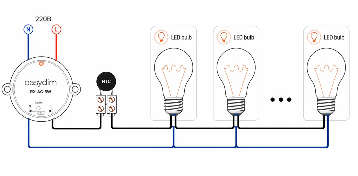 Схема подключения NTC-термистора в цепь освещения