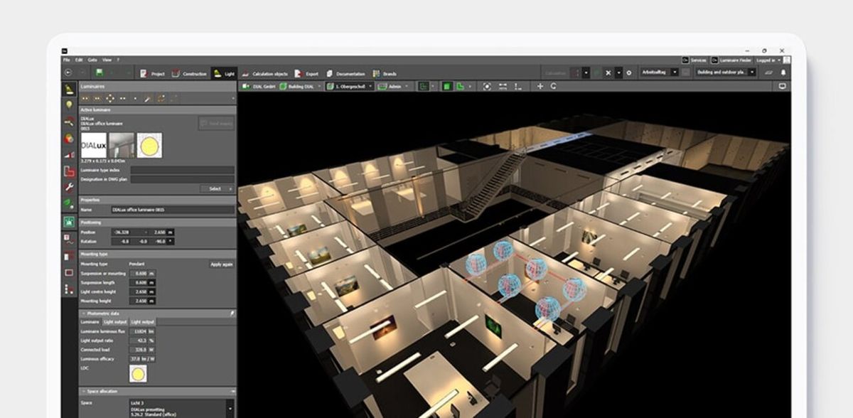 Пример расчёта освещения в программе DIALux