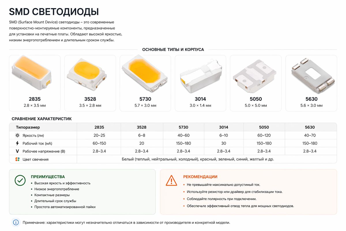 Корпуса светодиодов SMD