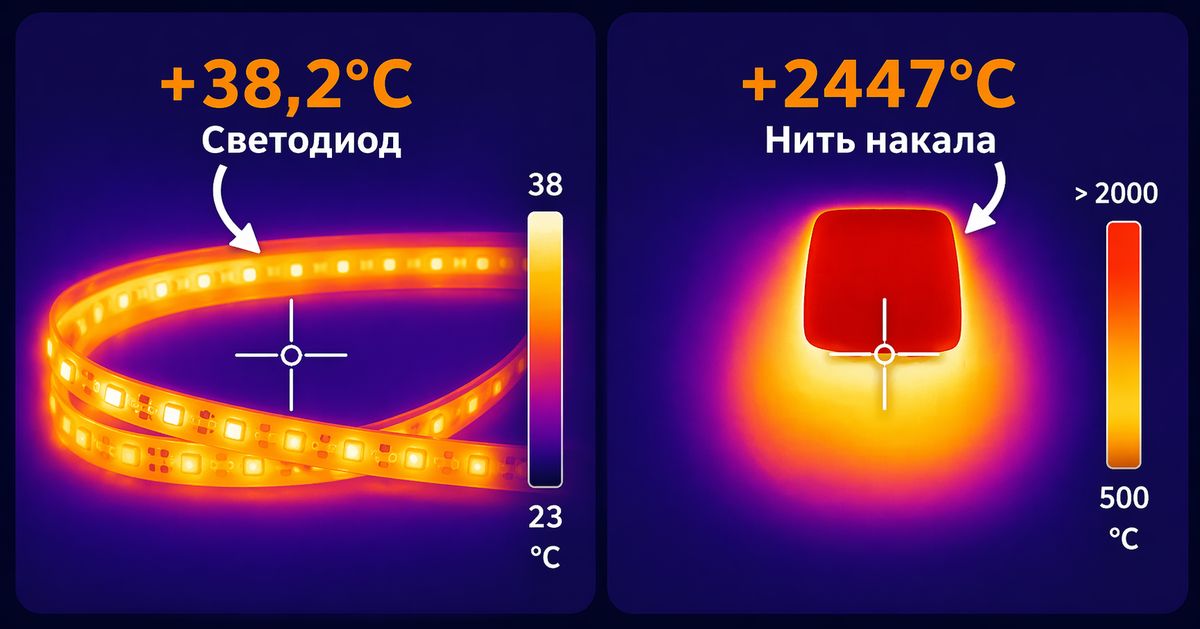 Сравнение нагрева источников света