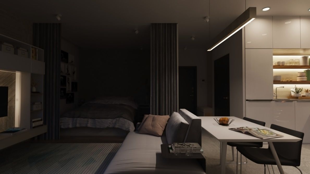 Приглушенная сцена EasyBus в интерьере