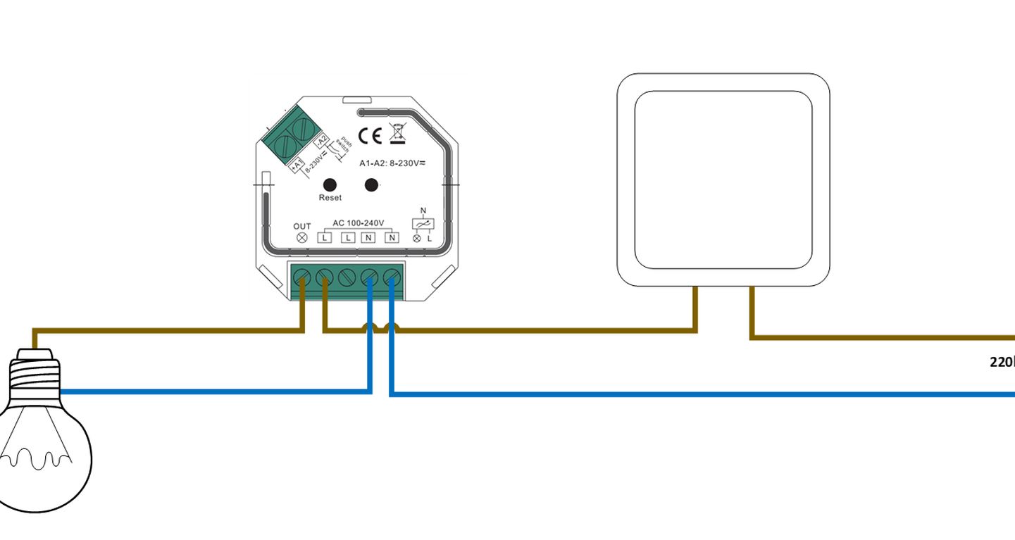 Неправильная схема, где механический выключатель прерывает питание приемника
