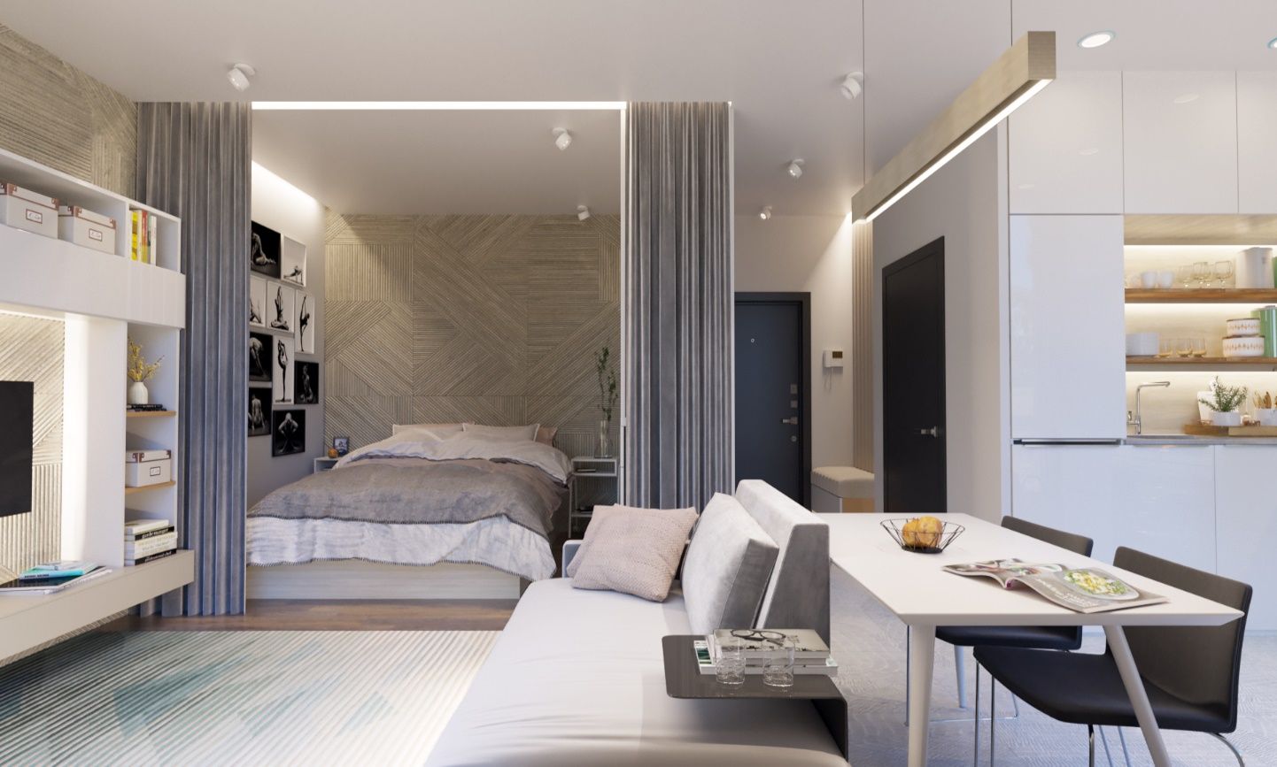 Базовая светлая сцена освещения EasyBus в интерьере