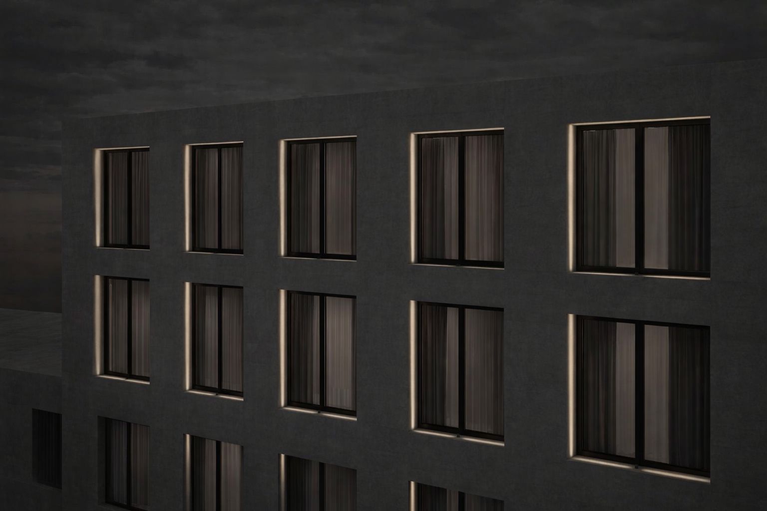 Светильник Луч с линейной подсветкой оконных откосов на фасаде