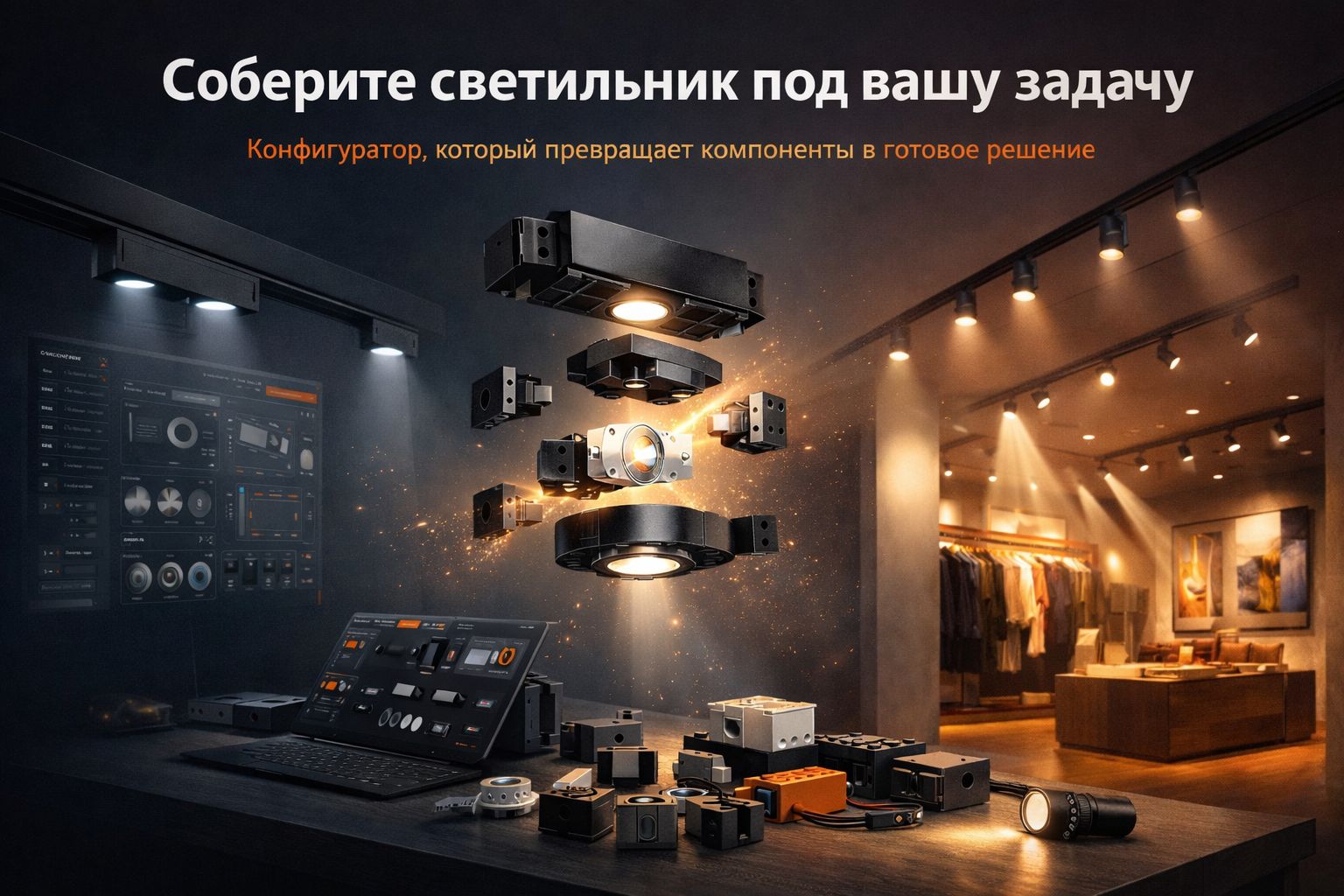 Интерфейс раздела с настраиваемыми модульными светильниками SWG