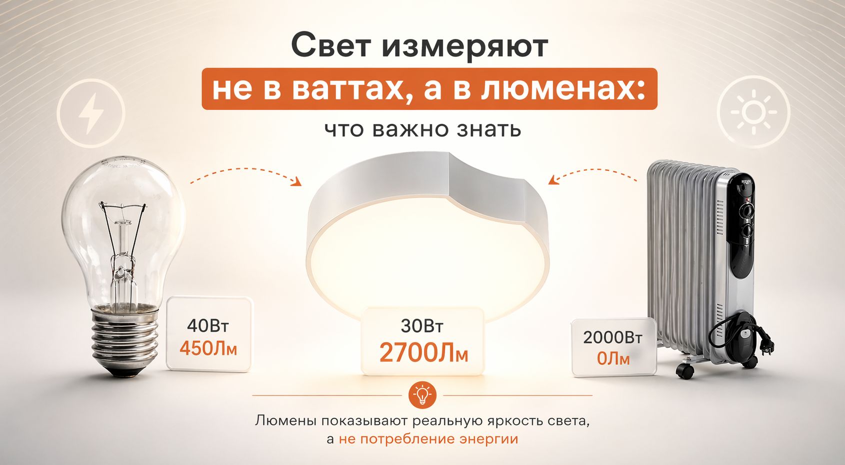 Сравнение ватт и люменов при подборе освещения
