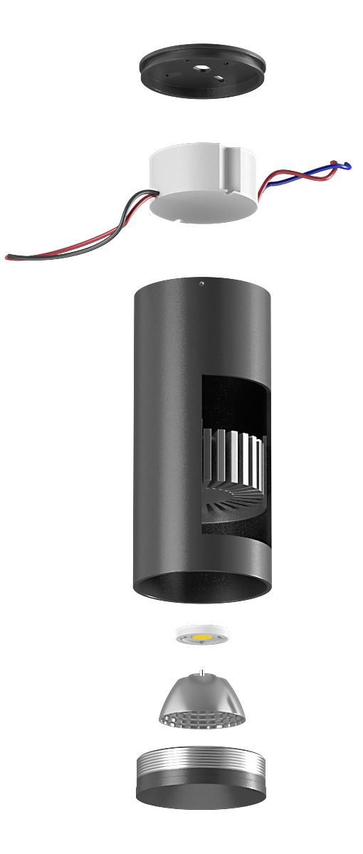 Схема конструкции светильника VILLY с основными компонентами