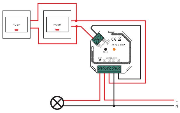 Схема подключения EasyBus 220В с несколькими push-кнопками