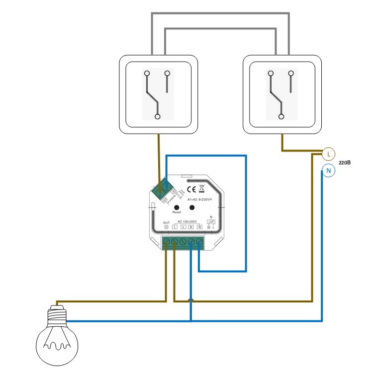 Правильная схема подключения двух механических выключателей к контактам Push приемника