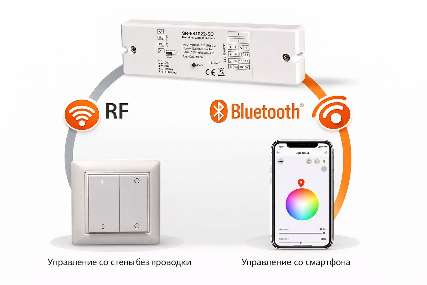 Схема управления светом через RF и Bluetooth
