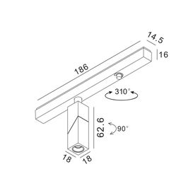 Светильник для низковольтного трека SY mini 1.2 Вт 48В, SY-mini-523517-1.2-48-BL-NW