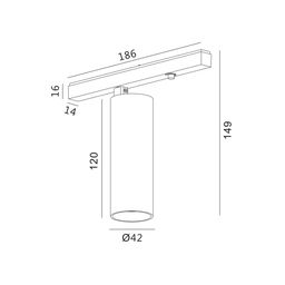 Светильник для низковольтного трека SY mini 11.6 Вт 48в, SY-mini-522015E-11.6-48-BL-NW