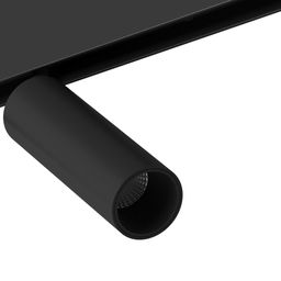 Черный магнитный трековый спот на шине, вид сбоку