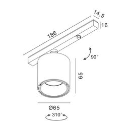 Светильник для низковольтного трека SY mini 9.2 Вт 48в, SY-mini-521911-8.2-48-BL-NW