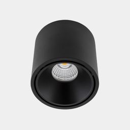 Черный накладной светильник цилиндрический, вид снизу под углом