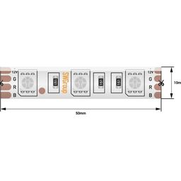 Сегмент RGB-ленты с контактами R G B и питанием
