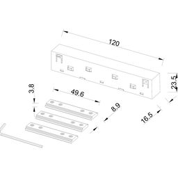Коннектор прямой для встраиваемых шинопроводов SY-LINK, SY-LINK-CN-DT-BL