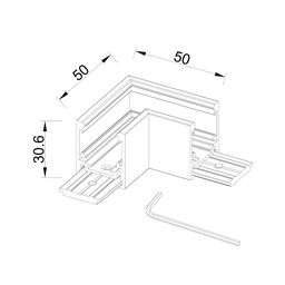Коннектор угловой для накладного низкопрофильного шинопровода SY-LINK, SY-LINK-CNLV-S1S-BL