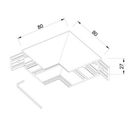 Коннектор угловой внутренний для накладного шинопровода SY-LINK, SY-LINK-INT-S1-BL