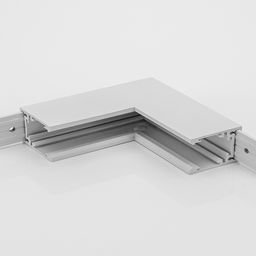 Угловой внутренний соединитель шинопровода, белый алюминий, ракурс