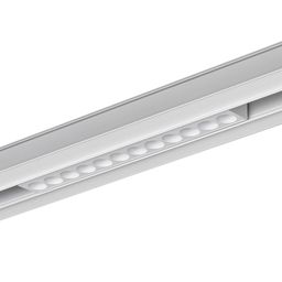 Белый линейный светильник дарклайт, установлен в трек