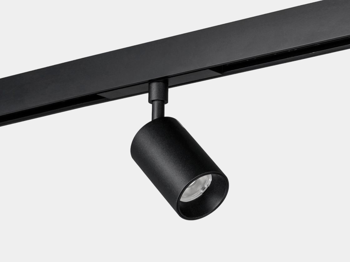 Черный трековый светильник-спот SY-LINK, вид сбоку
