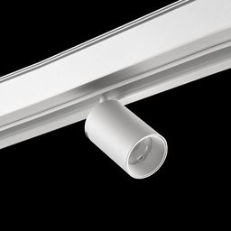 Белый трековый спот SY-LINK на шинопроводе, ракурс сбоку