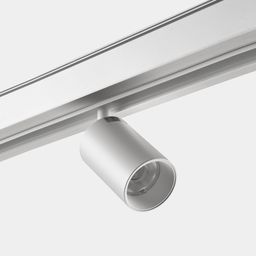 Трековый светильник-спот белый на треке, общий ракурс