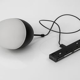 Светильник шар на подвесе, светится, на черном треке