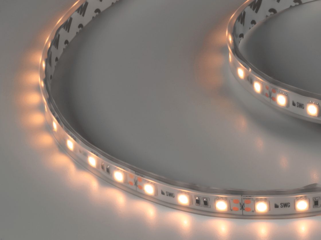 Светодиодная лента 5050, 60 LED/м, 14,4 Вт/м, 12В , IP66, Цвет: Теплый белый, SWG560-12-14.4-WW-66-M
