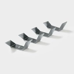 Четыре металлических крепления для профиля, вид сверху