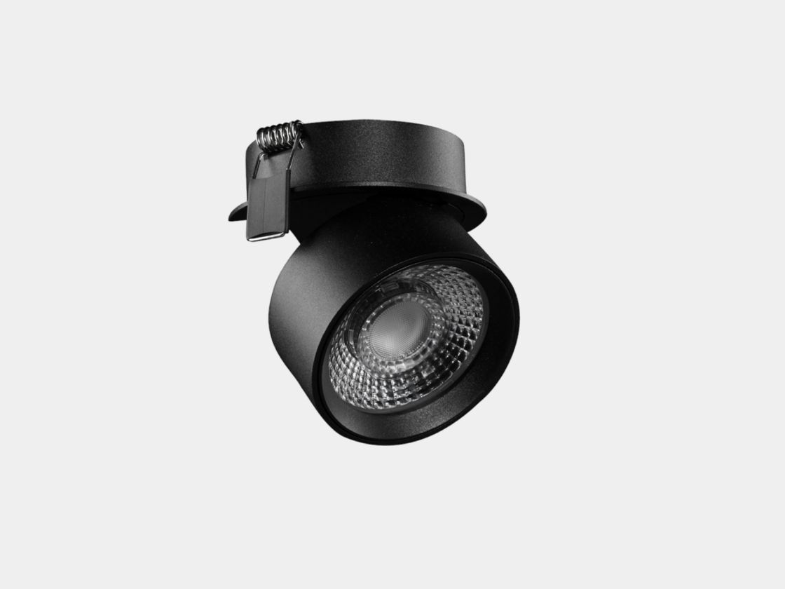 Поворотный встраиваемый светильник RINK черный, вид спереди
