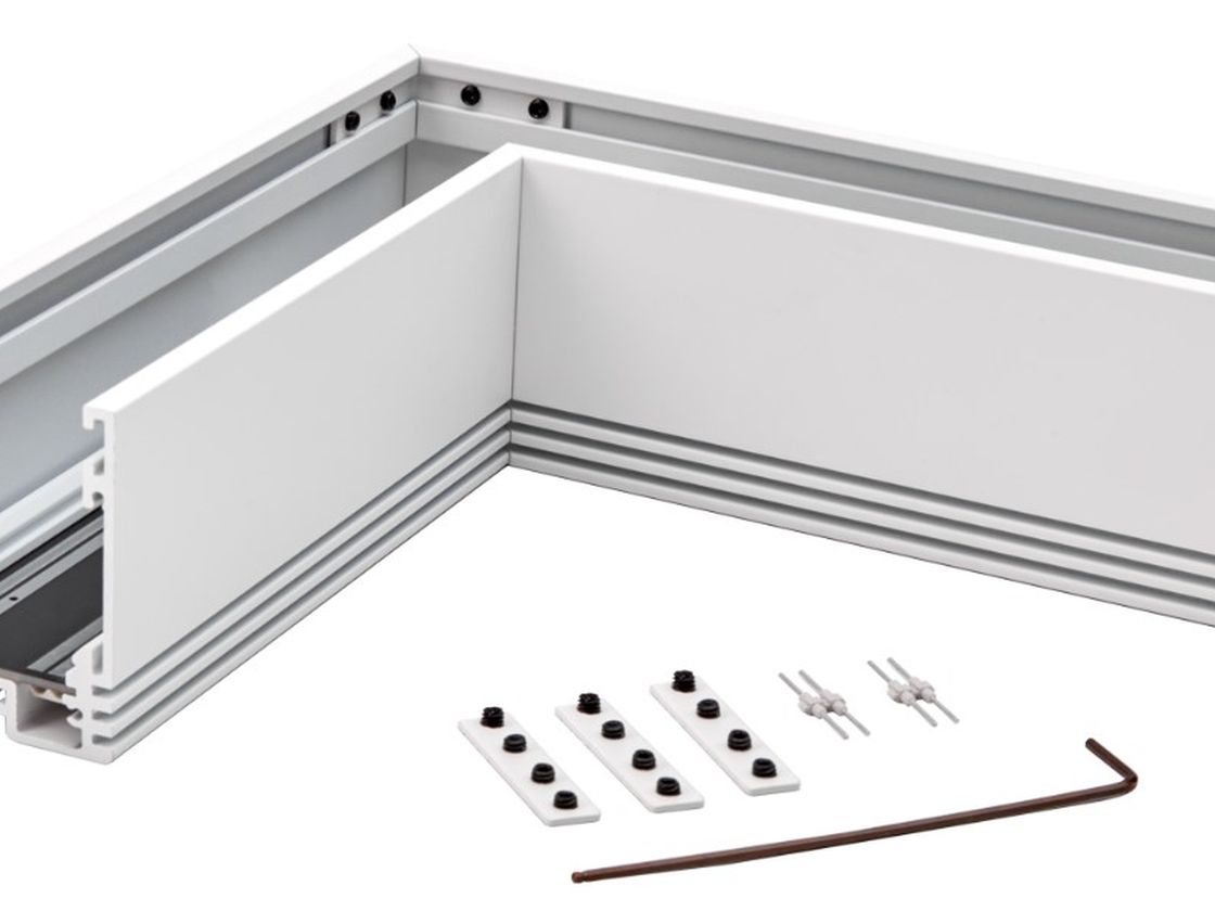 Угловой потолочный коннектор SY белый муар, серебро