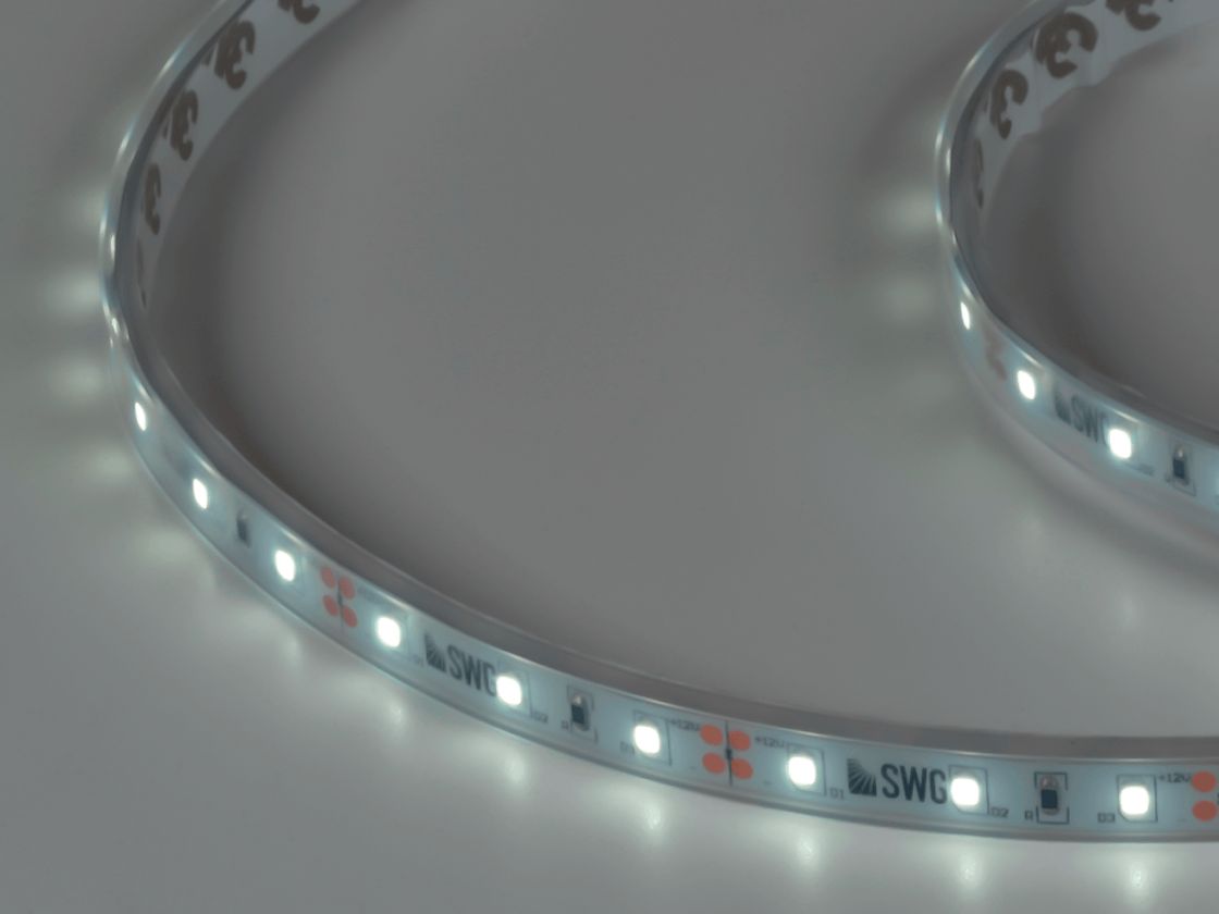 Светодиодная лента 2835, 60 LED/м, 4,8 Вт/м, 12В , IP66, 3M, Цвет: Холодный белый, SWG260-12-4.8-W-66-M