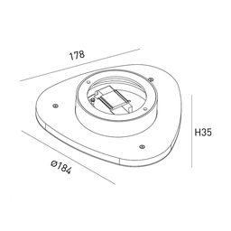 Схема габаритов настенного светильника, размеры 184×178 мм