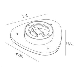 Чертёж настенного светильника, размеры 184×178×35 мм