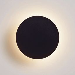 Круглый настенный светильник черный, теплое свечение 3000К