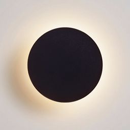Круглый настенный светильник черный, свечение по контуру