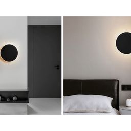 Настенный светильник круглый в интерьере, теплый свет