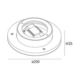 Чертёж светильника: диаметр 200 мм, высота 35 мм