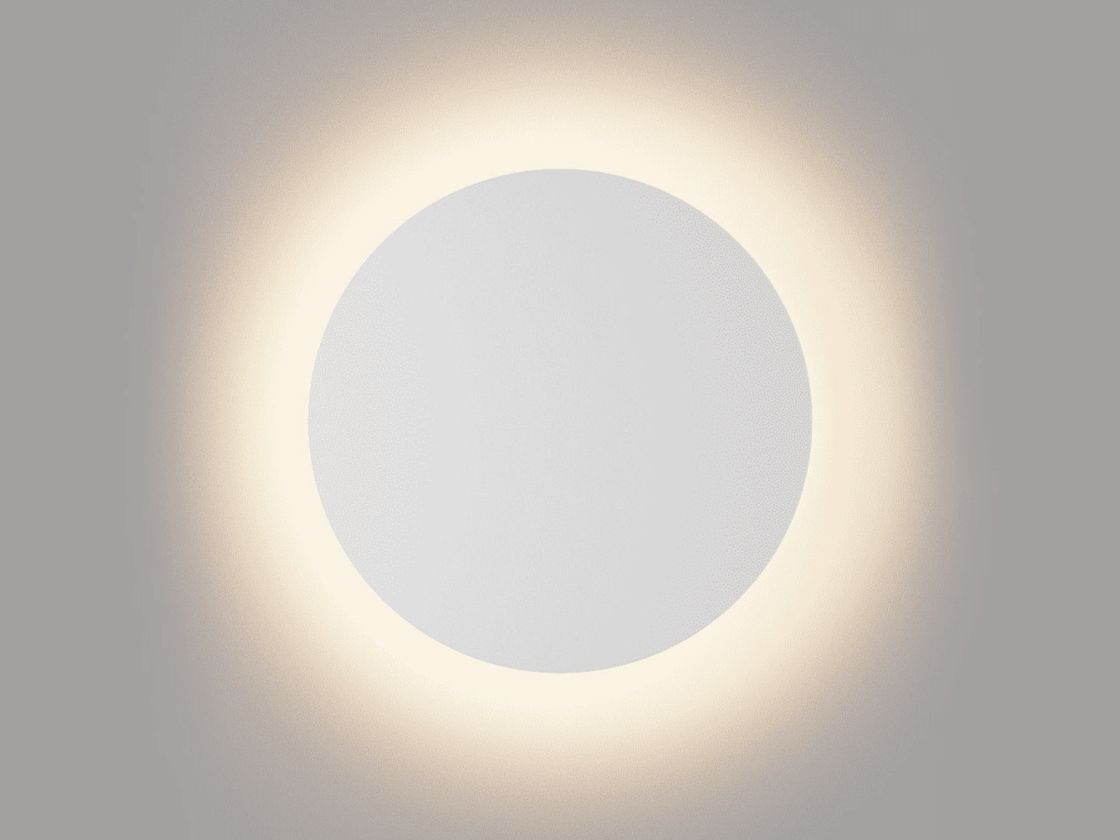 Круглый настенный светильник белый, свечение по контуру