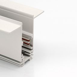 Крупный план торца шинопровода, внутренний профиль и контакты