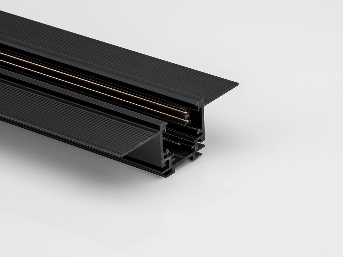 Низкопрофильный трек под шпаклевку, черный алюминиевый корпус