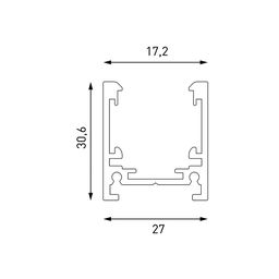 Схема профиля шинопровода 27 мм, высота 30,6