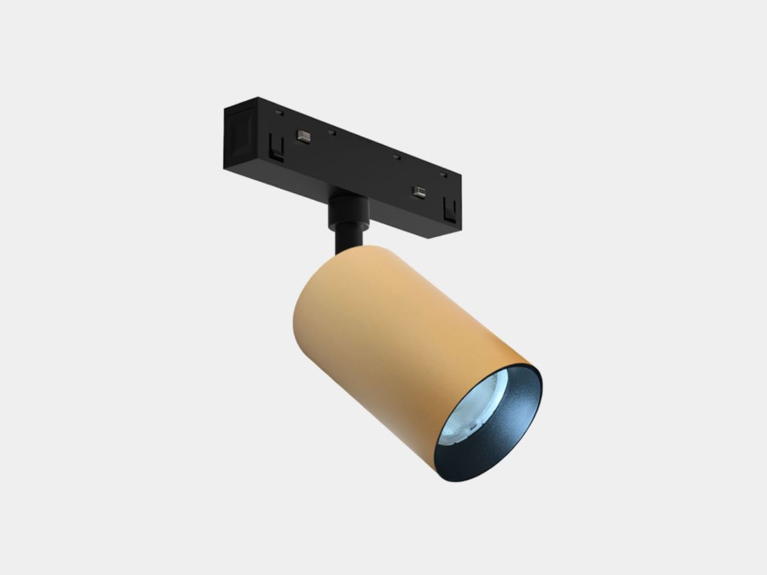 Трековый светильник-спот SY-LINK латунный, вид под углом