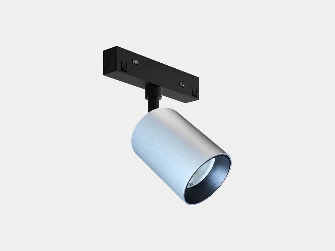 Трековый светильник-спот SY-LINK серебристый, вид сбоку