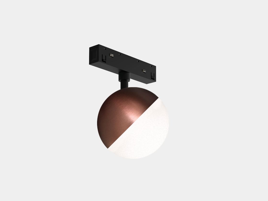 Накладной трековый светильник шар кофе, вид спереди