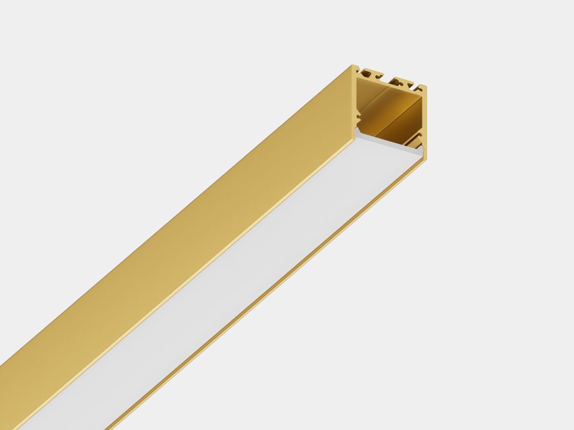 Золотой анодированный профиль с экраном, вид под углом